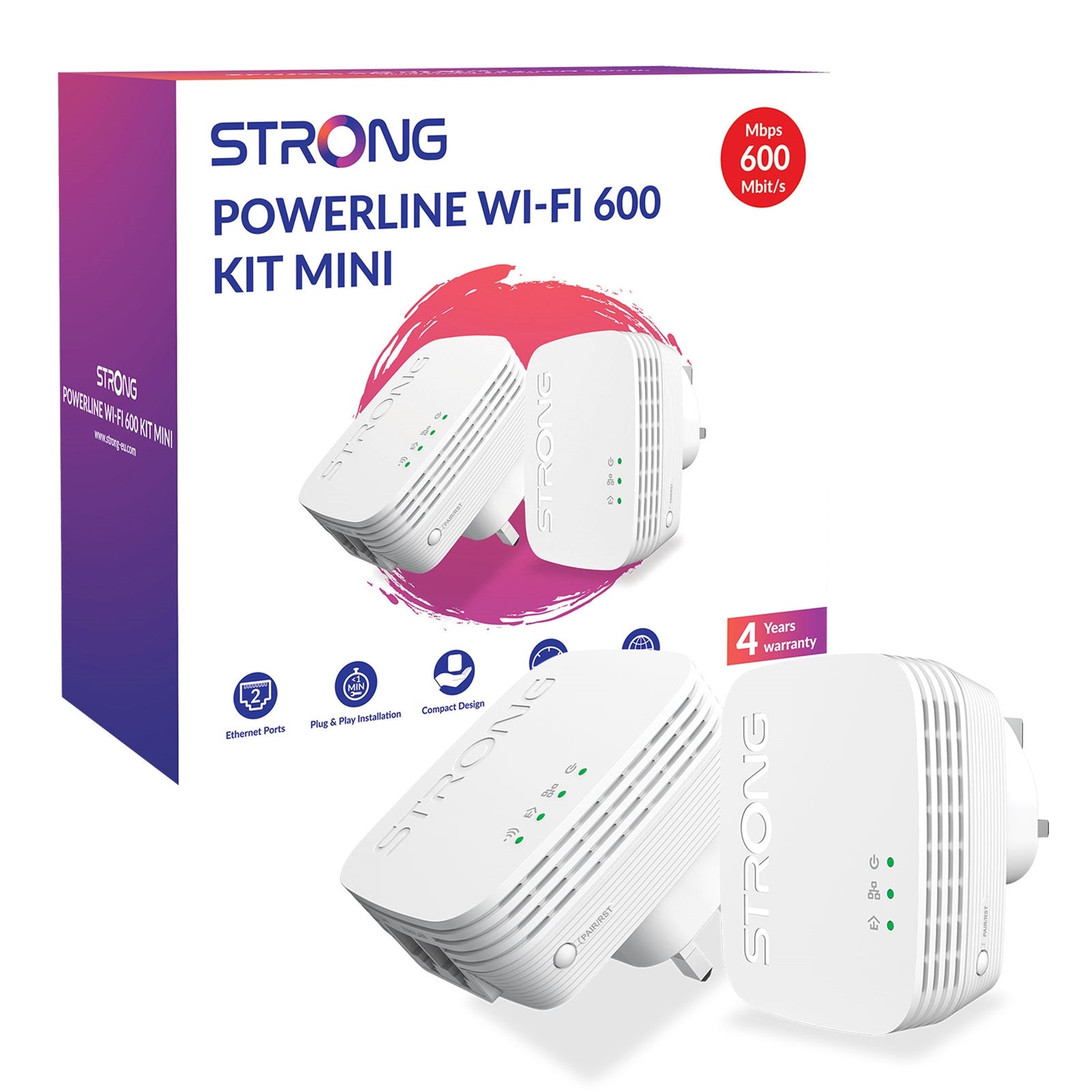 Strong AV600 Powerline WiFi Extender Kit - 600Mbps Dual Adapter Strong AV600 Powerline WiFi Extender Kit - 600Mbps Dual Adapter